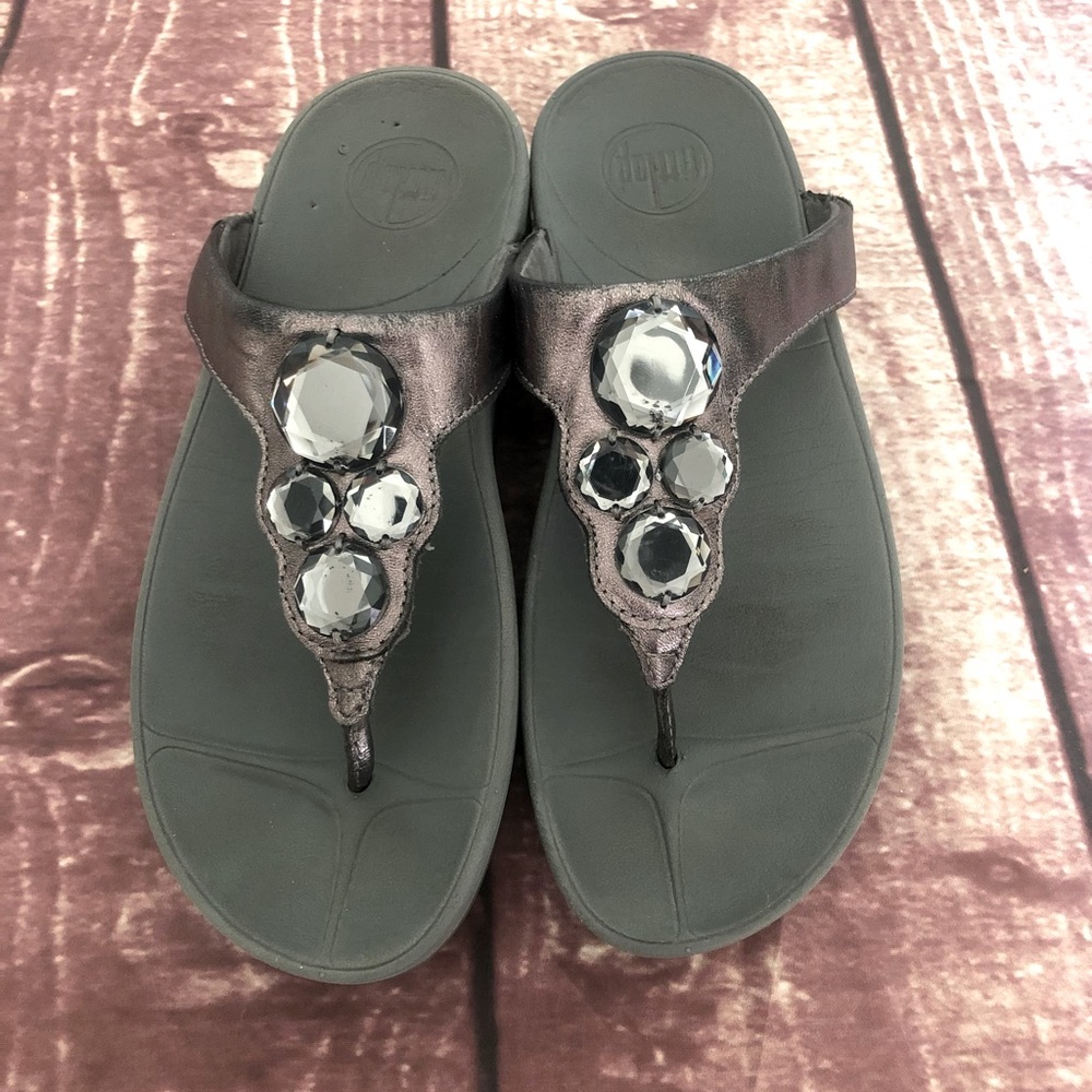 FitFlop pewter bling sandals sz 6